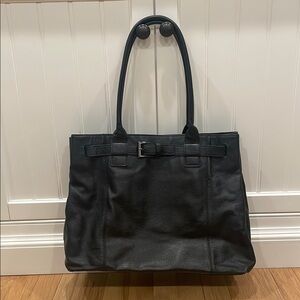 Kenneth Cole Black Leather Tote Bag